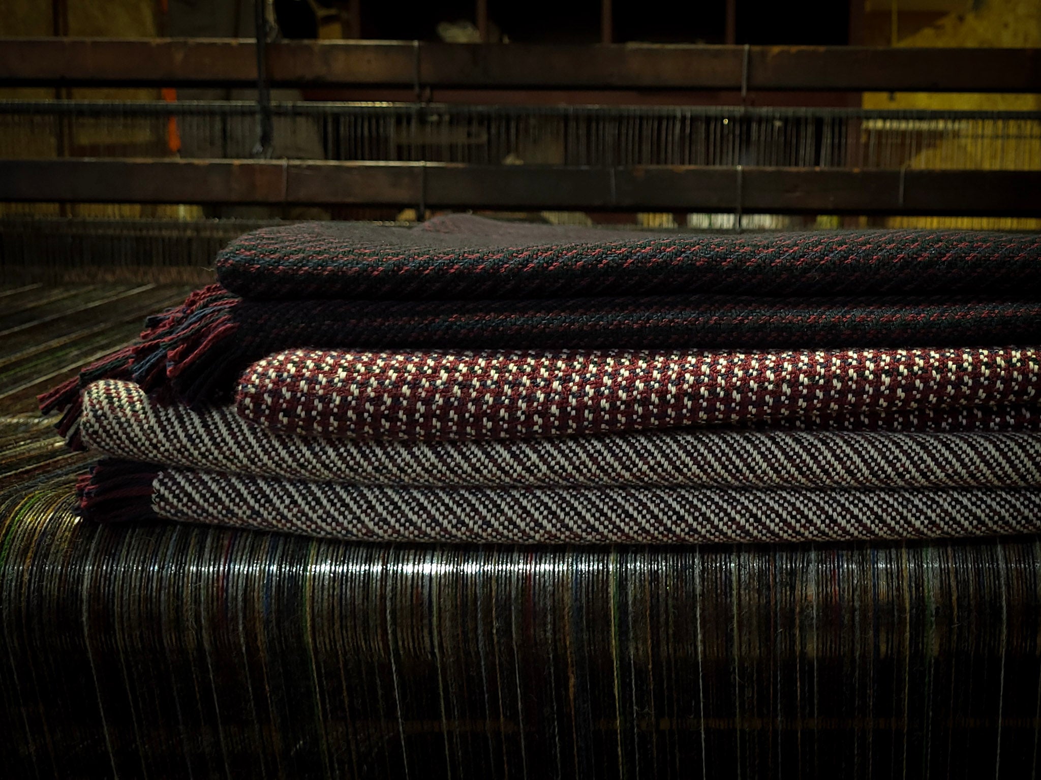 Navy, Sangria and Charcoal Organic Cotton Blanket