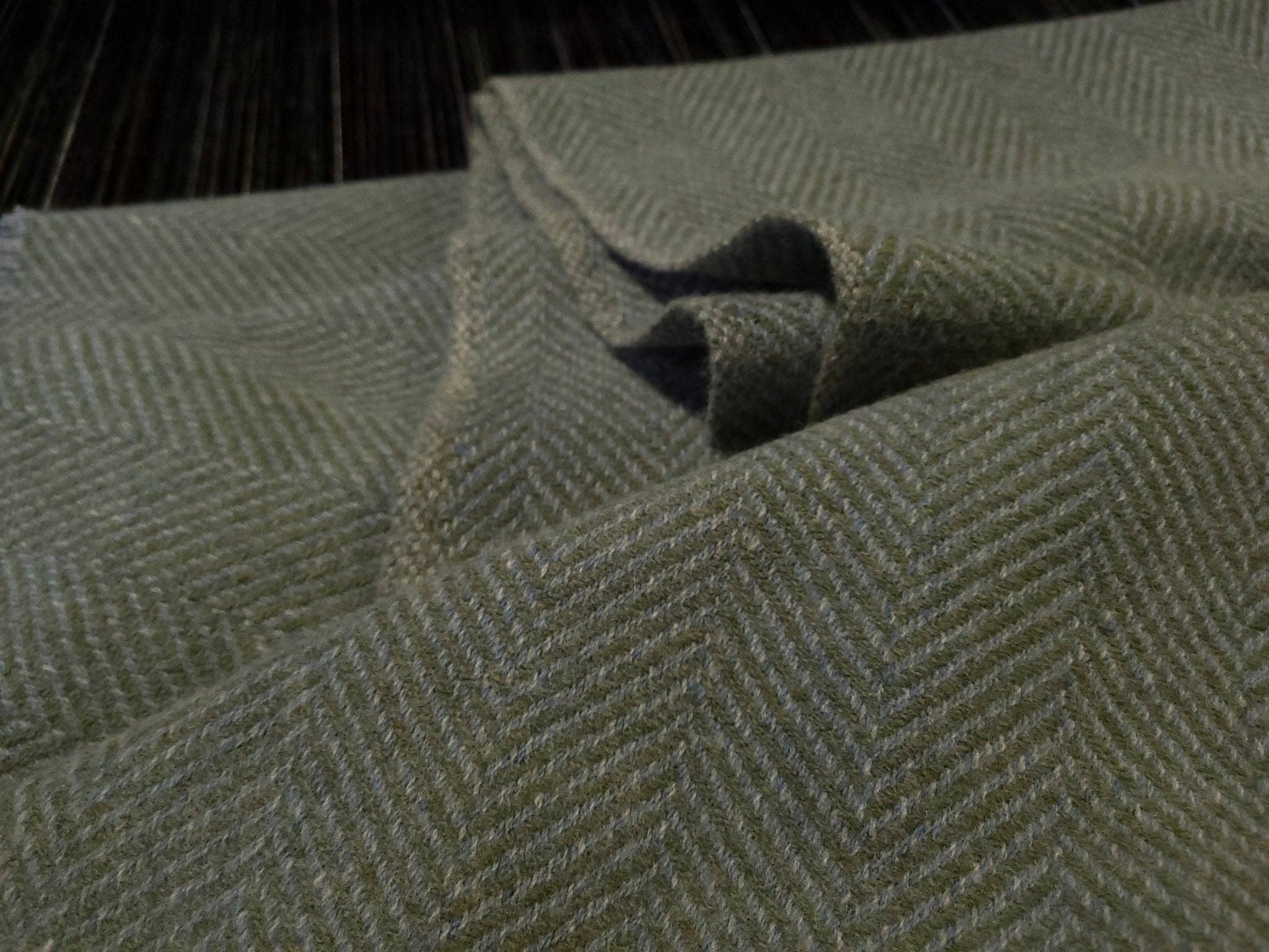 Azure and Fern Leaf Lambswool Throw