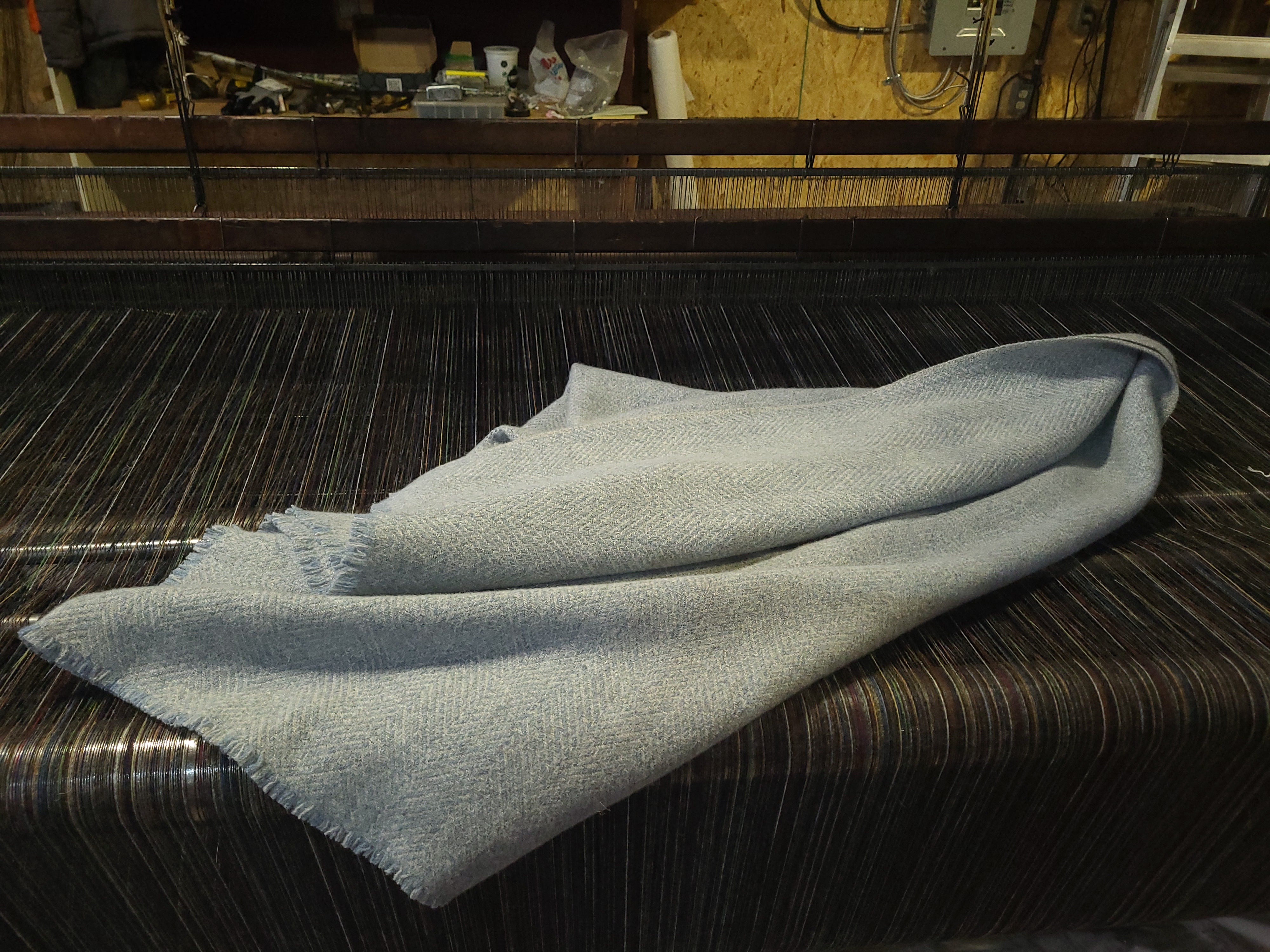 Light Steel Grey and Soft Blue Azure Lambswool Blanket