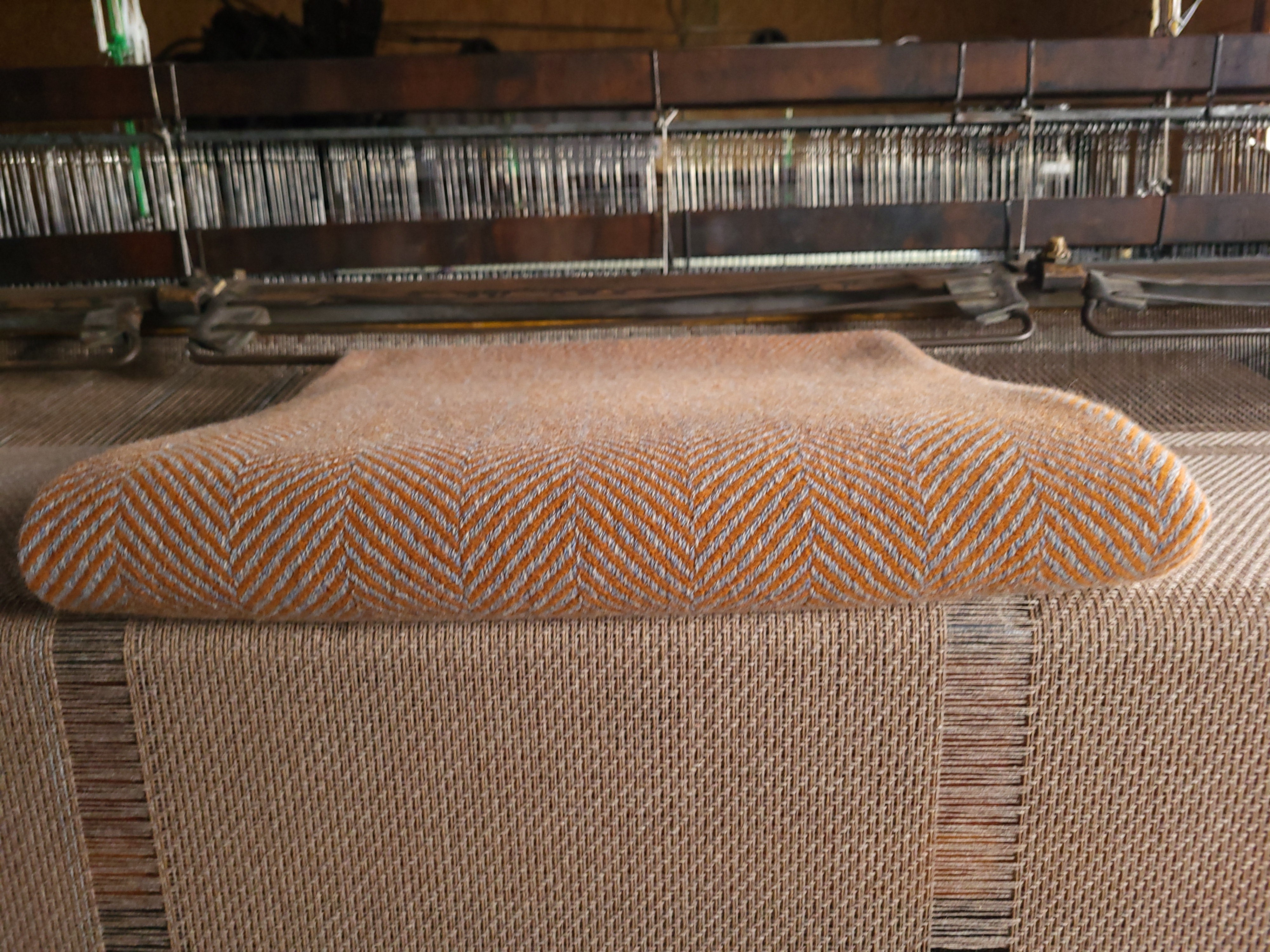 Azure, Light Steel and Tuscan Orange Lambswool Blanket