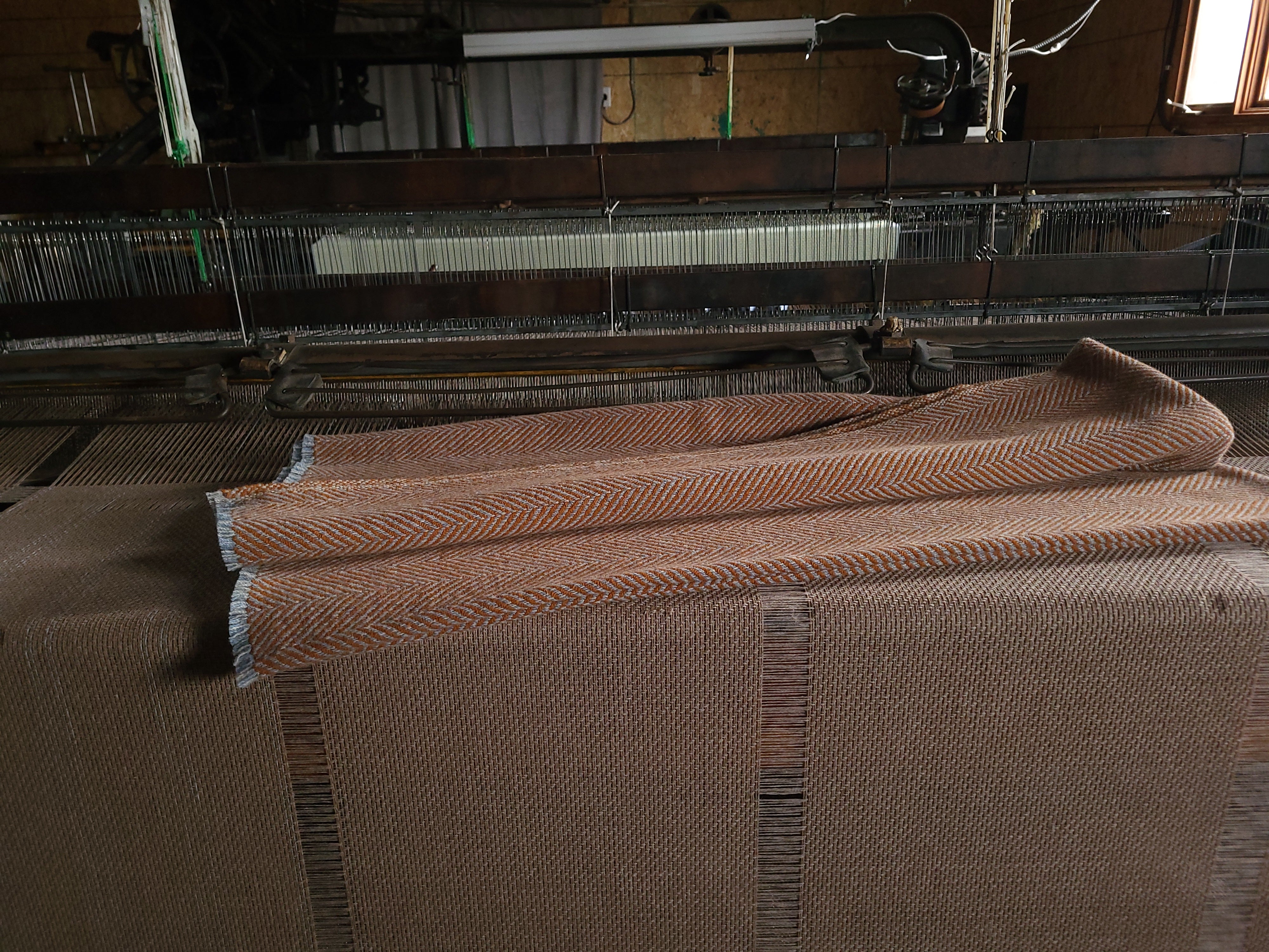 Azure, Light Steel and Tuscan Orange Lambswool Blanket