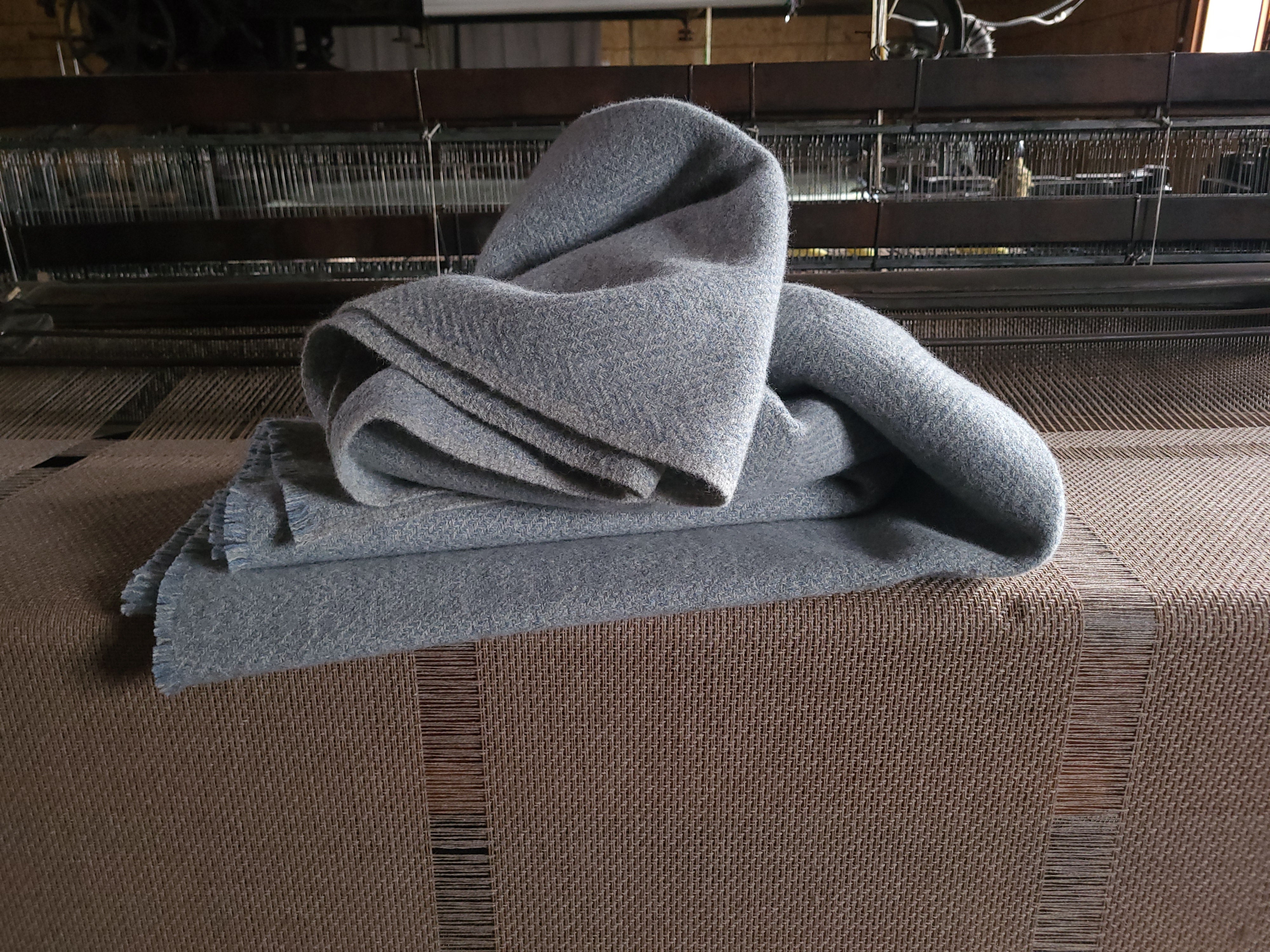 Light Steel Grey and Soft Blue Azure Lambswool Blanket