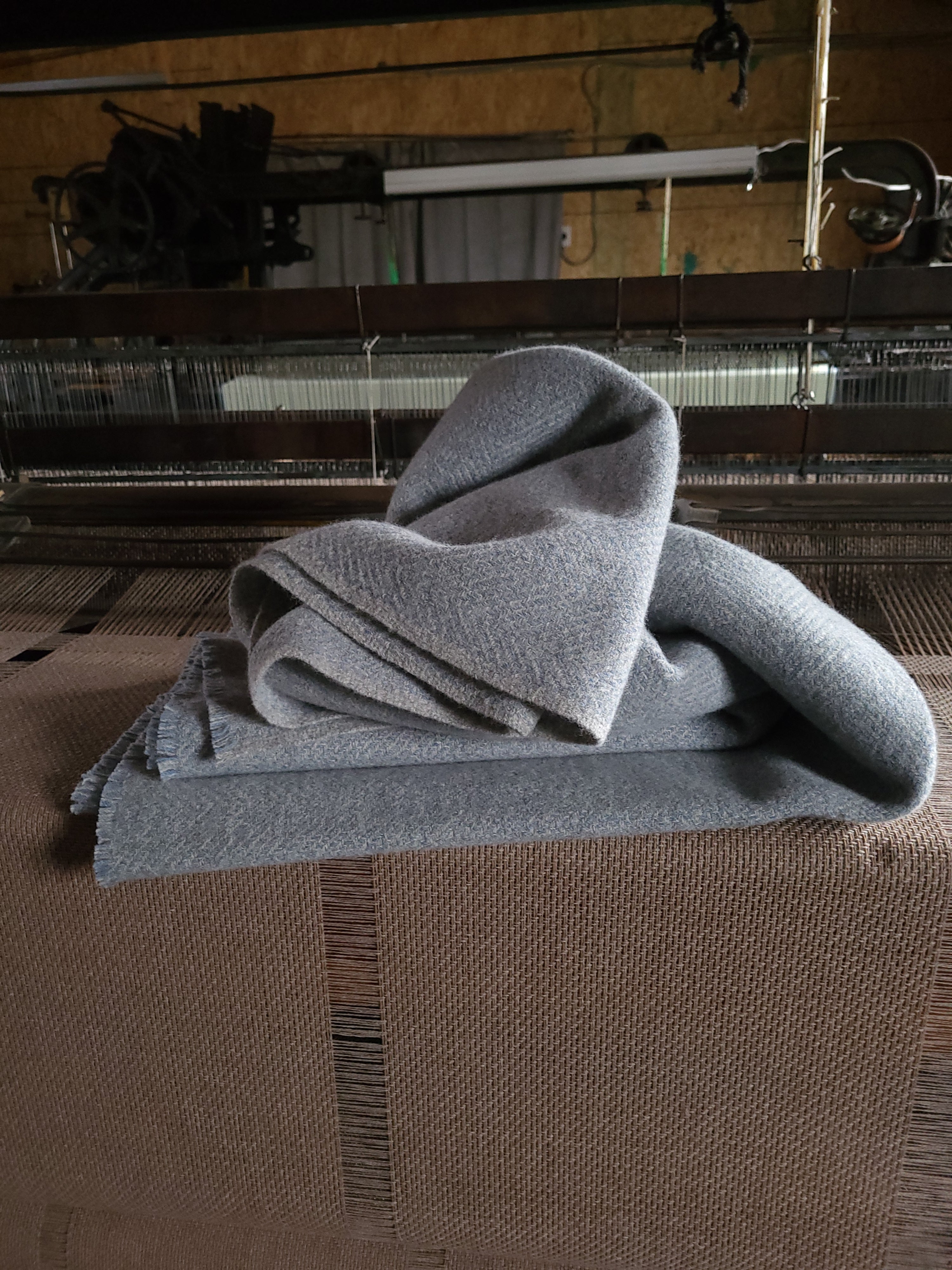 Light Steel Grey and Soft Blue Azure Lambswool Blanket