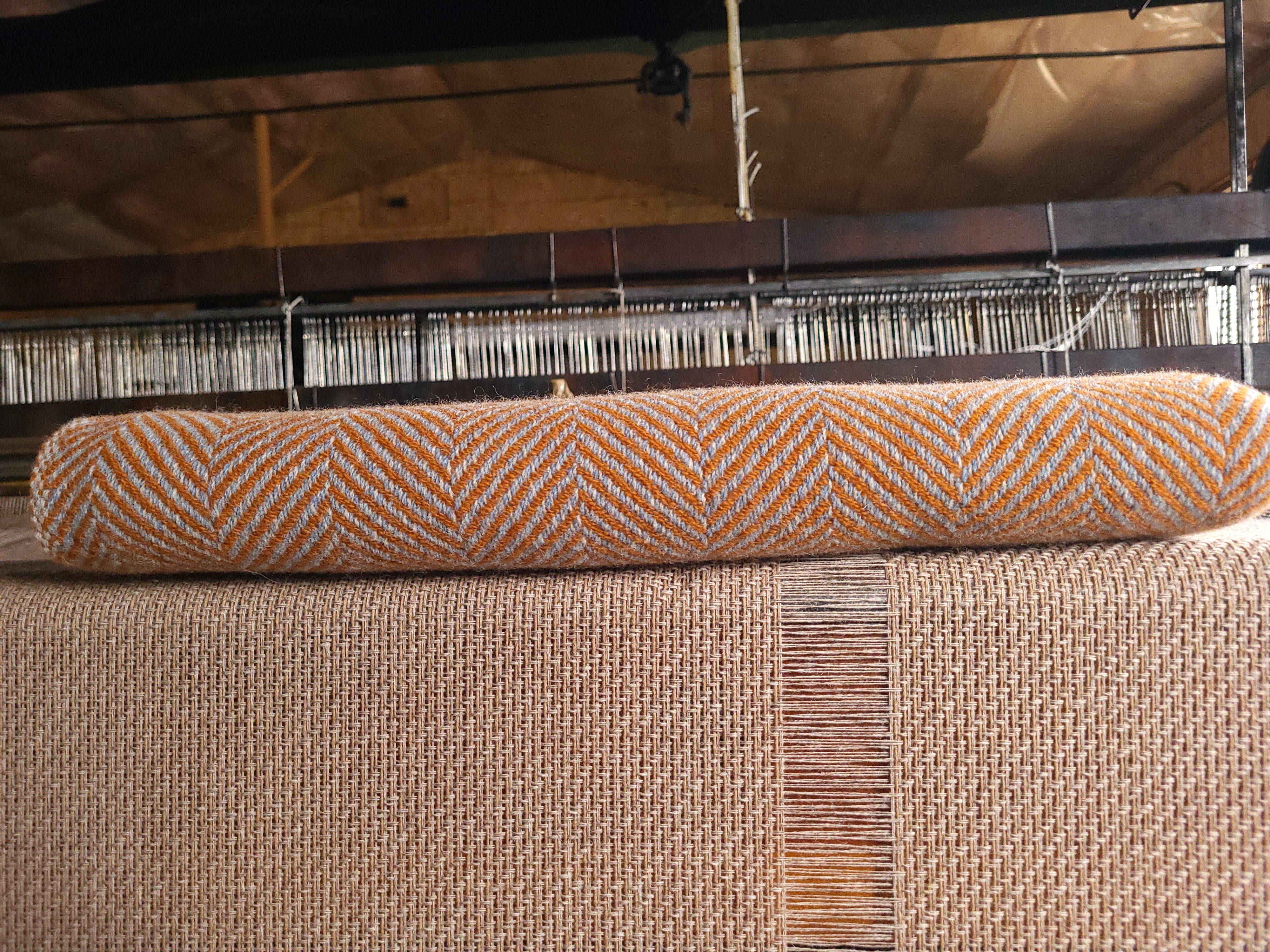 Azure, Light Steel and Tuscan Orange Lambswool Blanket