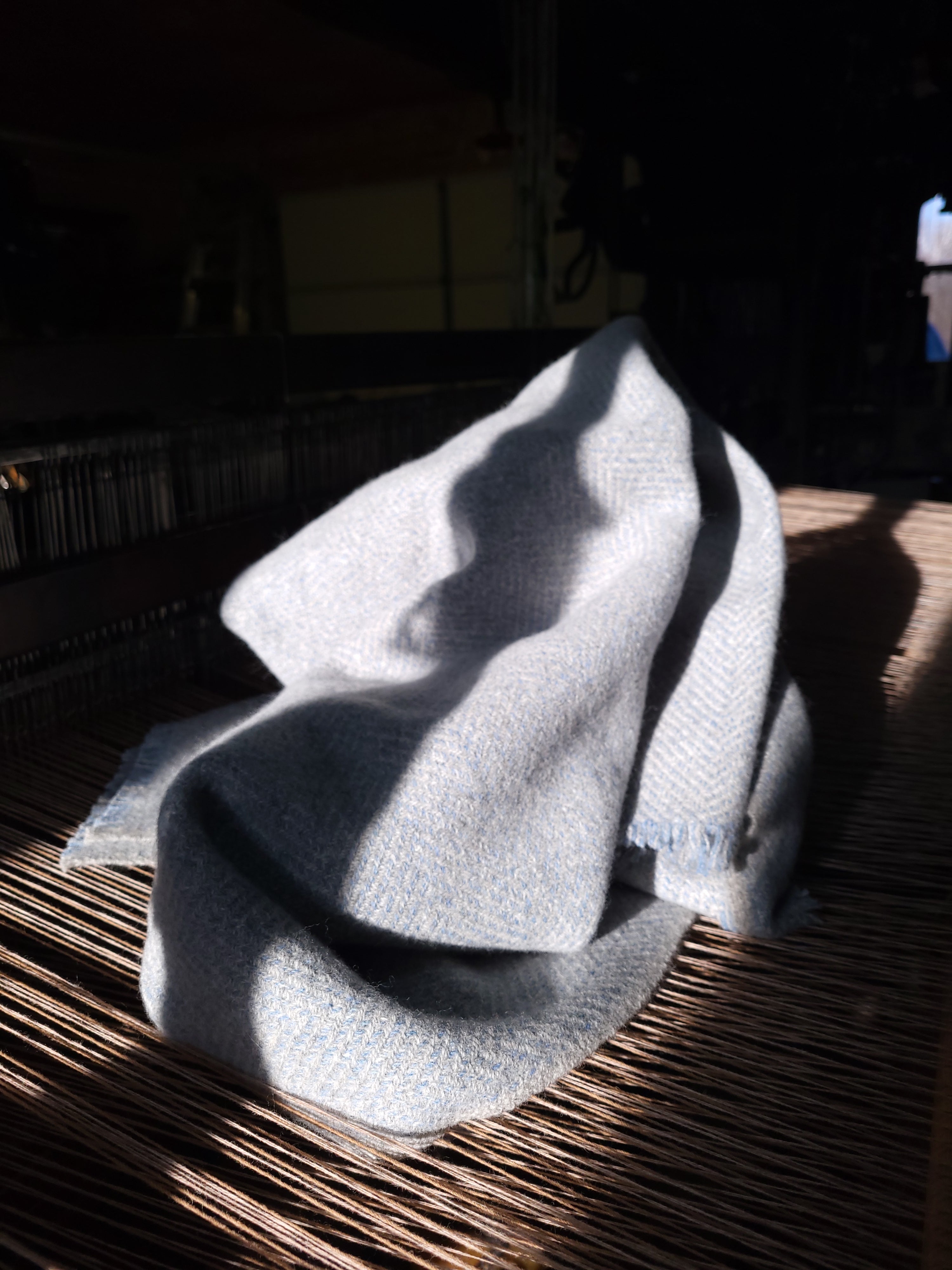 Light Steel Grey and Soft Blue Azure Lambswool Blanket