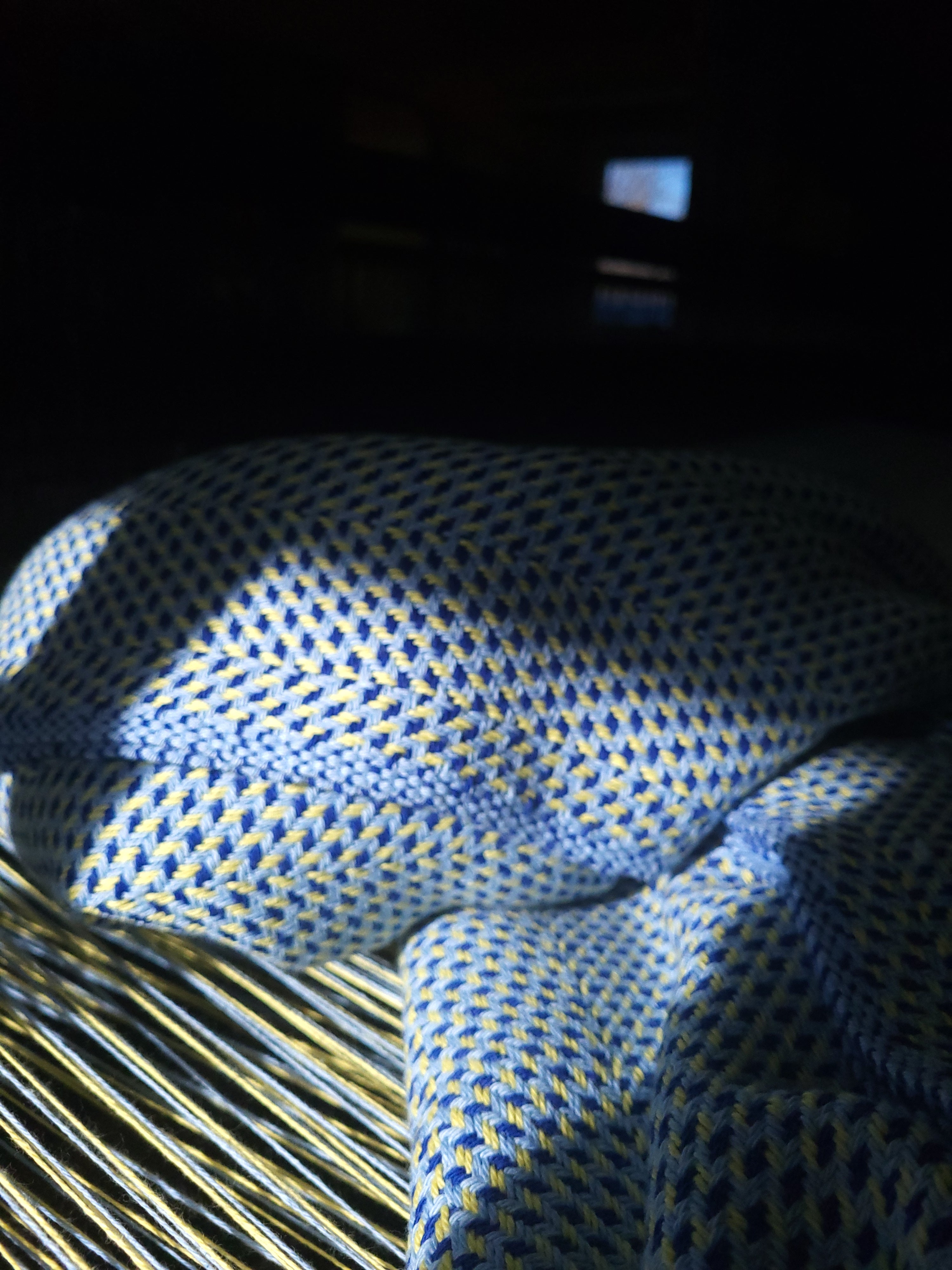 Lemon Chiffon and Blue Warp with Royal Blue and Light Blue Weft