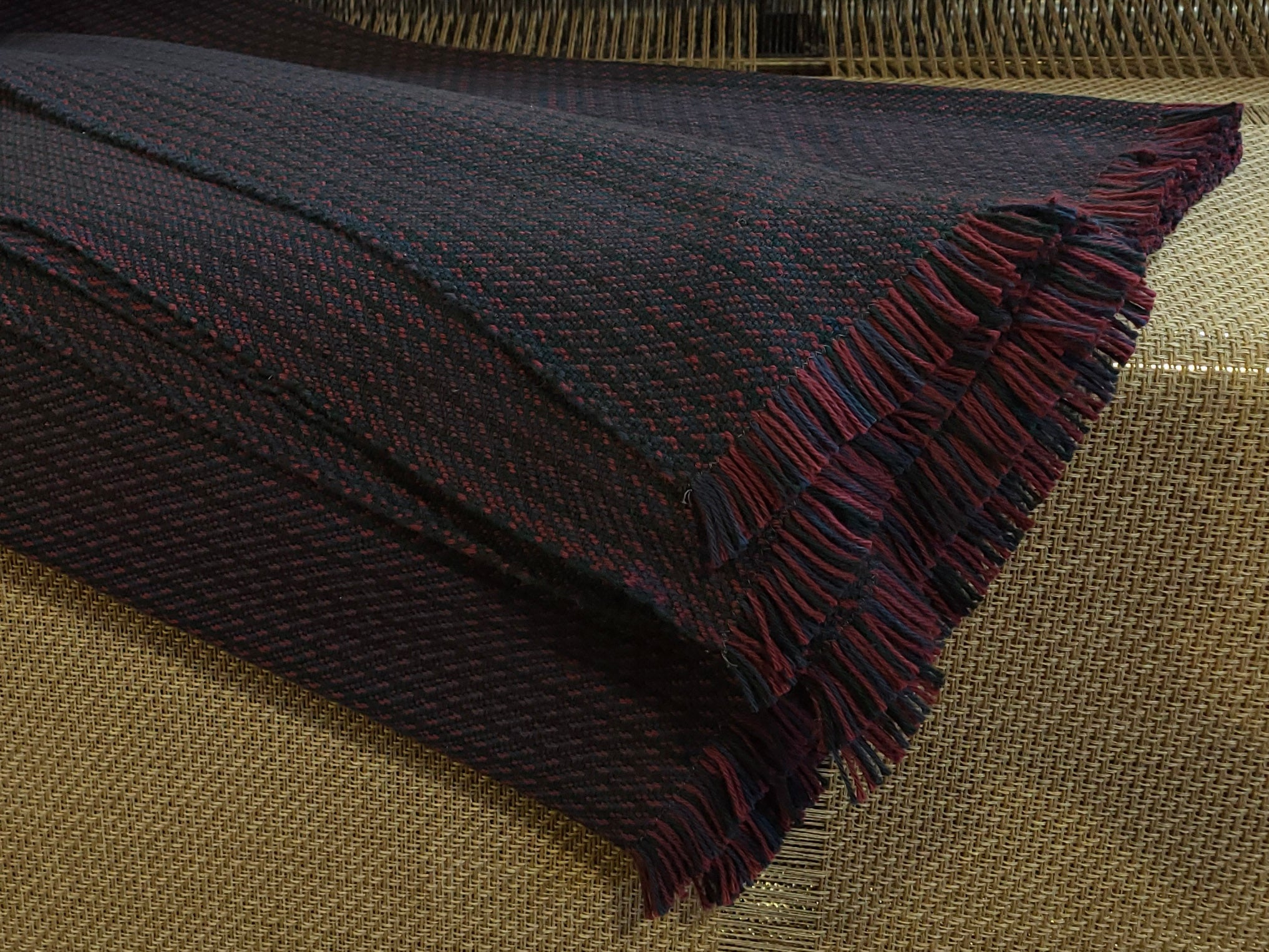 Navy, Sangria and Charcoal Organic Cotton Blanket