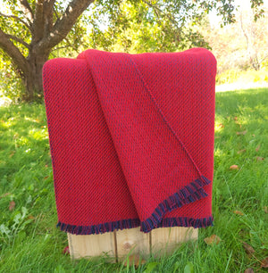 Tartan Red Lambswool on Sangria, Navy Blue and Dark Green Cotton