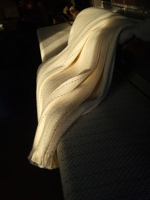 Natural Cotton Warp and Natural Lambswool Weft Blanket