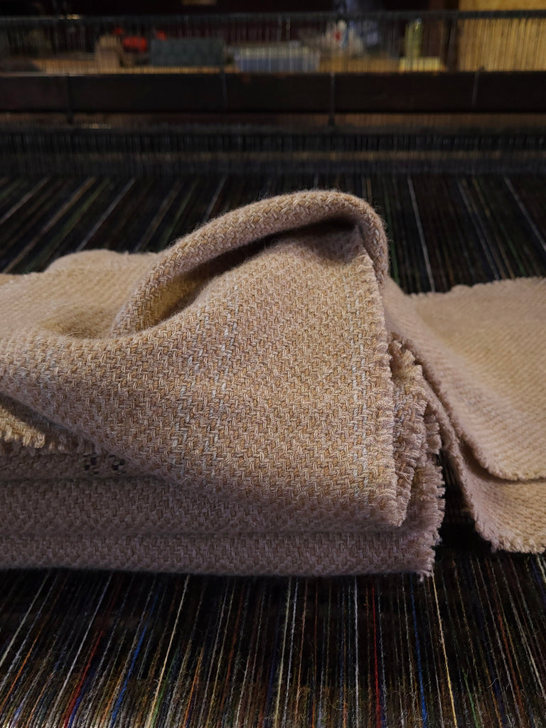 Oatmeal and Grey Stripe Lambswool Scarf