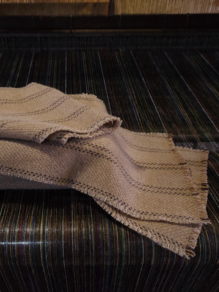 Oatmeal and Mocha Stripe Lambswool Scarf