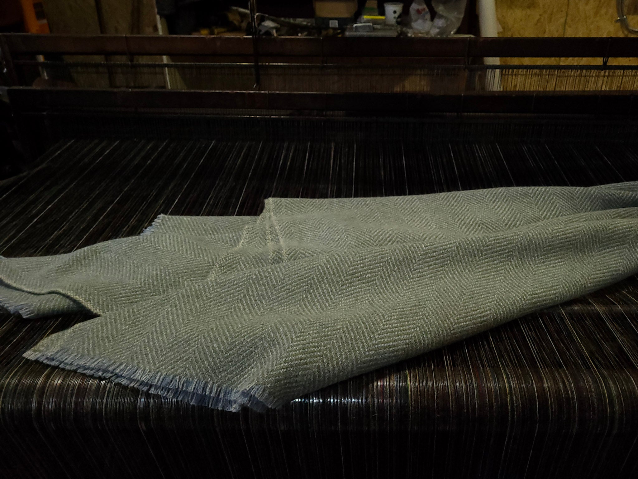 Azure and Fern Leaf Lambswool Throw