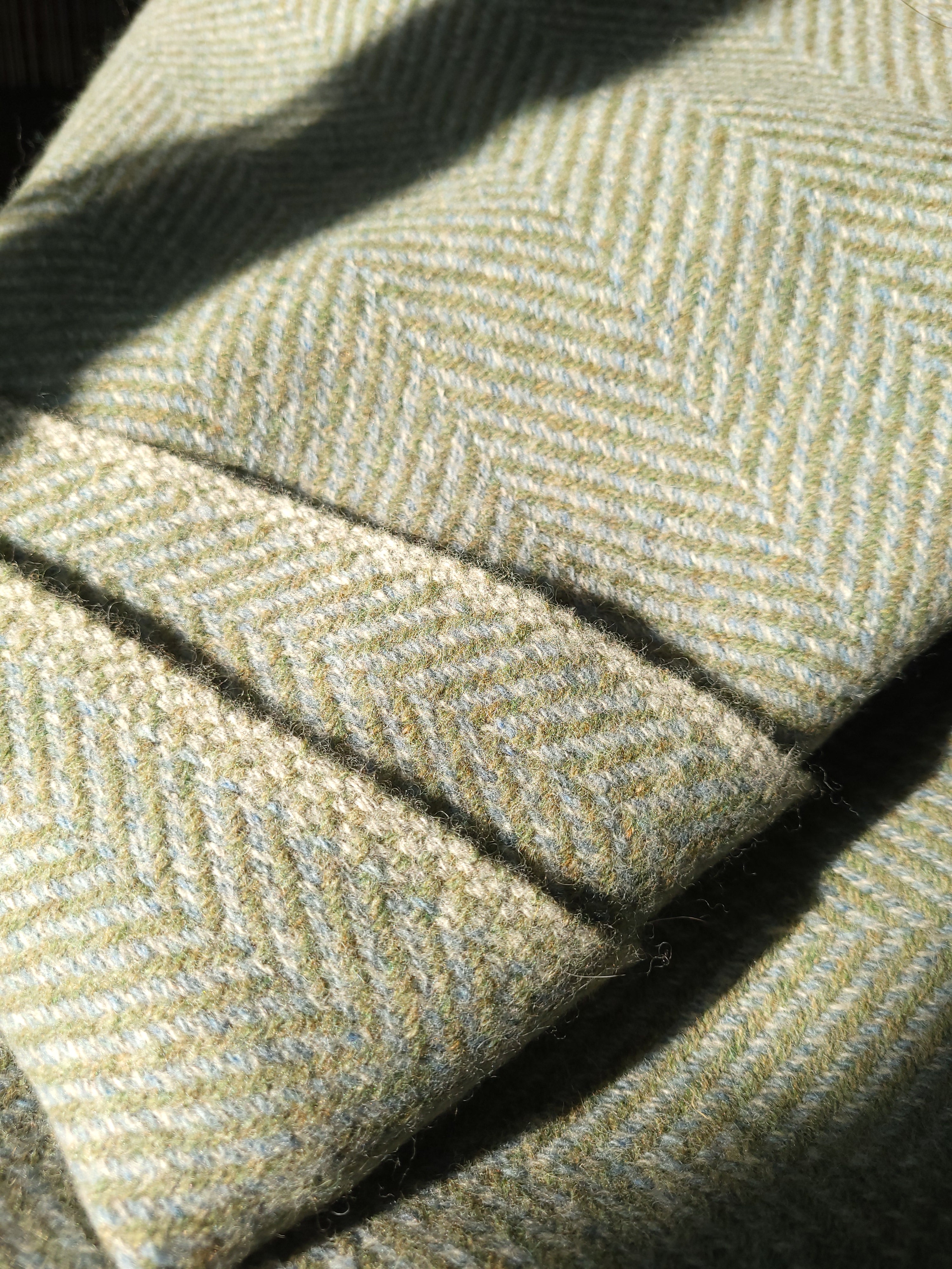 Soft Blue Azure, Light Steel Grey and Fern Leaf Green Lambswool Blanket