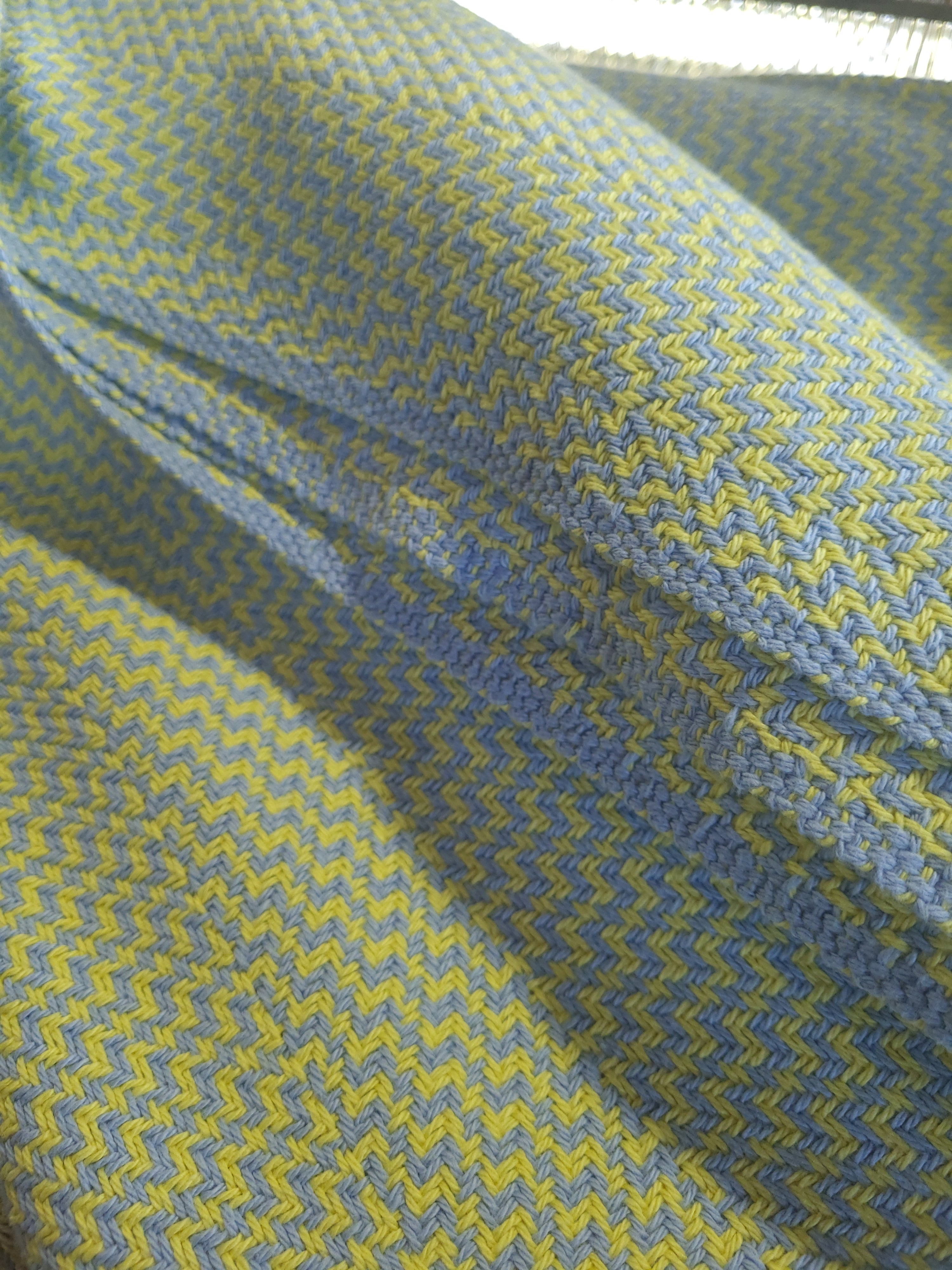 Lemon Chiffon and Blue Organic Cotton Blanket