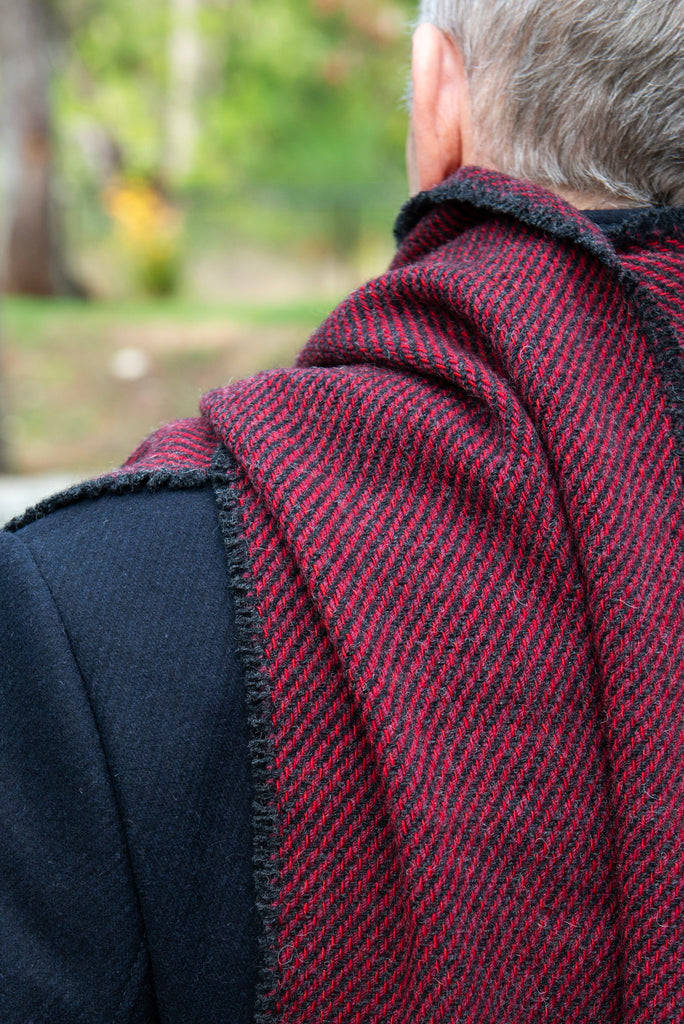 Cranberry and Charcoal Lambswool Scarf