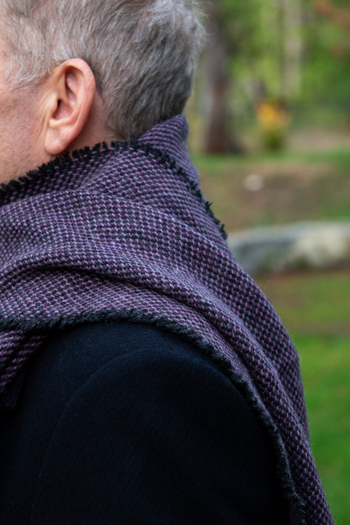 Plum and Charcoal Lambswool Scarf