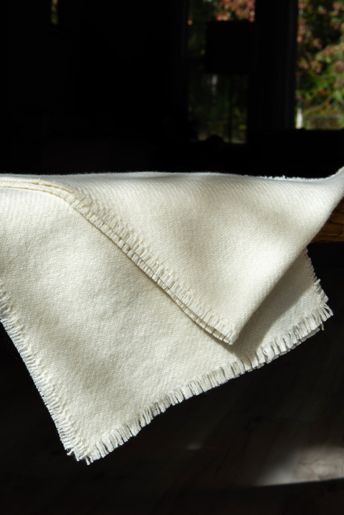 Cream Superfine Geelong Merino Lambswool Scarf