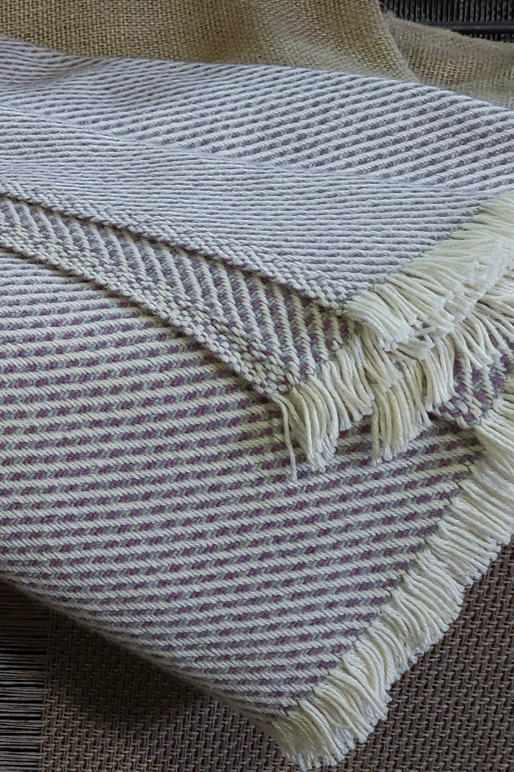 Cream, Culloden and Grey Organic Cotton and Lambswool Blanket