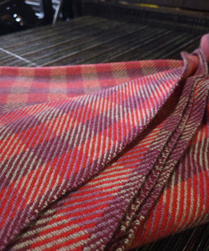 Red Check Lambswool Blanket in Tartan Red, Sangria and Grey
